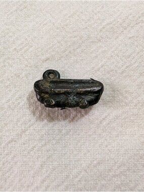 Antique Miniature Bathtub Charm Fob Pendant Victorian Edwardian Brass Verdigris